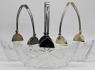 SILVER. (3) Matched Russian Silver Mounted Baskets