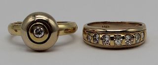 JEWELRY. 14kt Gold and Diamond Ring Grouping.