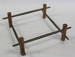 MIDCENTURY. Wood Coffee Table with Metal Stretcher
