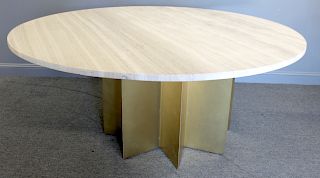 Impressive Stone Top Table With Star Form Brass