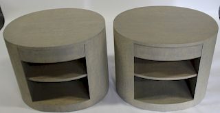 Pair Of Custom Bleached Oval 1 Drawer Night