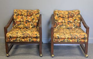 MIDCENTURY. Pair Of Upholstered Club Chairs.
