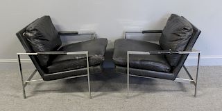 MIDCENTURY. Pair Of Upholstered Chrome Lounge