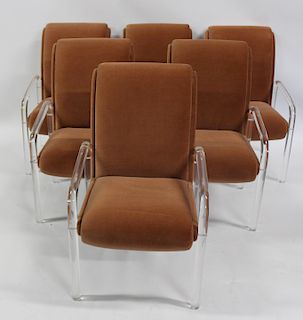 LEON FROST. 6 Signed Lucite Chairs.