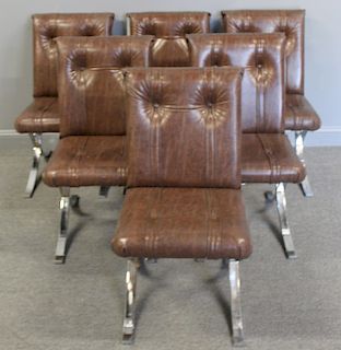 MIDCENTURY. Set Of 6 X Frame Chrome Chairs.