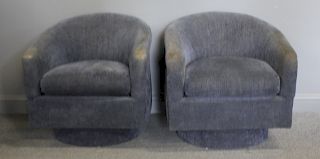 MIDCENTURY. Pair Of Upholstered Swivel Chairs
