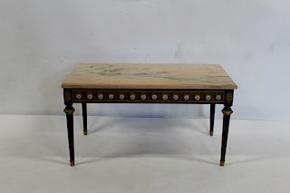 Antique Marble Top Coffee Table With Porcelain