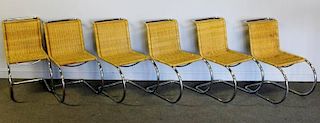 Midcentury Set of 6 Mies Van Der Rohe MR10 Chairs.