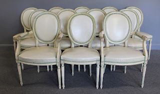 12 Quality Louis XV1 Style Painted And Upholstered