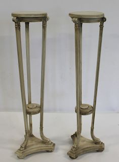 Pair Of Bleached Wood Empire Style Pedestals.
