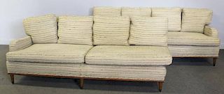 Midcentury 2 Part Sofa with Rounded Arms.