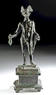 Large Important Roman Bronze Striding Mercury