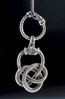 Viking / Norse Silver Coiled Serpent Pendant, 38.1 g