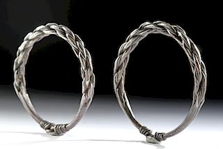 Pair of Viking Twisted Silver Bracelets, 130.8 g