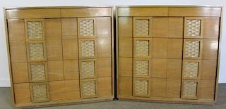 Pair of Midcentury Woven Front Chests.