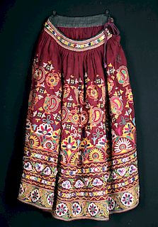Vintage 1960S indian Kutchi Embroidered Skirt