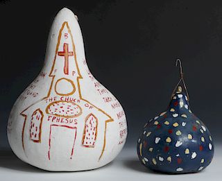 B.F. Perkins (1904-1993) 2 Painted Gourds