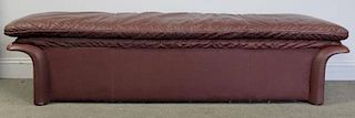 Midcentury Dunbar Leather Bench.