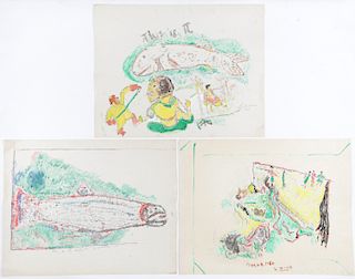 Luster Willis (American, 20th c.) 3 Works on Paper