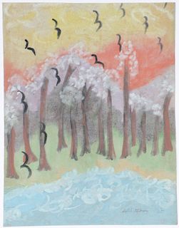 Sybil Gibson (1908-1995) "The Birds Suddenly Spring Up", 1965, 24.5'' x 19''
