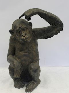 Vintage And Well Executed Bronze Monkey.