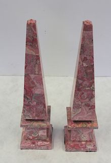Pair Of Decorative Marble Obelisks.