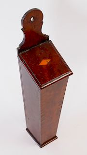 19th Century Mahogany Cross-Banded Hanging Candle Box