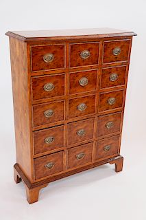 19th C. Bird's Eye Maple Fifteen-Drawer Apothecary Chest