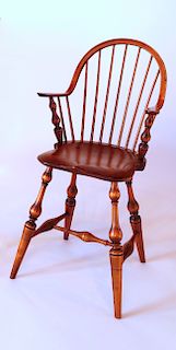 D.R. Dimes Pine and Cherry Child's Bow Back Windsor High Chair