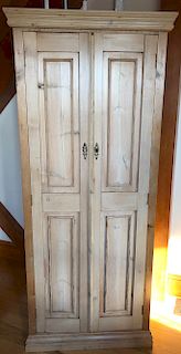 Antique English Pine Two-Door Wardrobe