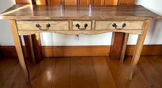 19th Century English Three-Drawer Pine Dressing Table