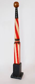 Antique Style Patriotic Painted Wood Barber's Pole