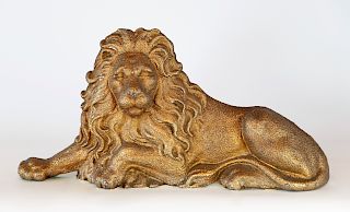 19th Century English Cast Iron and Gilt Decorated Royal Lion