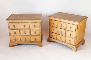 Pair of 19th Century English Oak Apothecary End Tables Chests