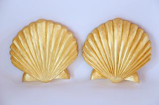 Pair of Carved and Gilt Wood Scallop Shells by J.P. Uranker