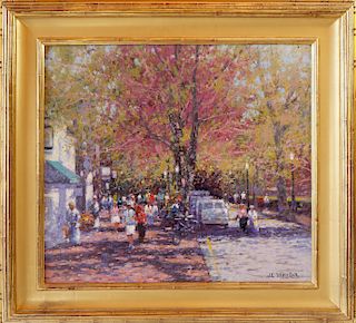 John Charles Terelak Oil on Canvas "Nantucket Street Scene"