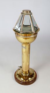 "Louis Weule Co. Nautical Instruments, San Francisco, California" Brass Pedestal Yacht Binnacle Compass