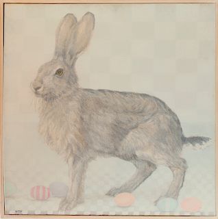Virginia M. Greenleaf Oil on Canvas "Easter Hare"
