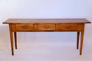 19th Century English Elmwood Three-Drawer Sofa Table