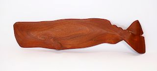 Carved Mahogany Half-Body Sperm Whale Plaque