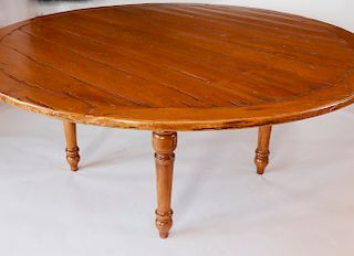 Round English Pine Eleven-Board Contemporary Dining Table