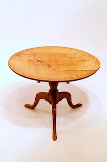 19th Century English Elmwood Tilt Top Tea Table