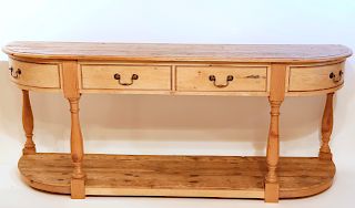 Demi-Lune Four Drawer Pine Sideboard