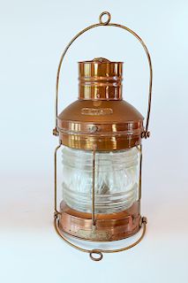 Not Under Command Brass Ship's Lantern with Fresnel Glass Lens