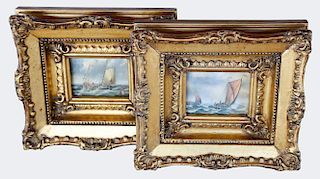 Pair of 19th Century English Miniature Marine Paintings