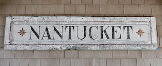 Hand Painted Nantucket Sign on Old Panel