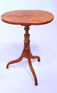 19th Century Oval Tiger Maple Stand