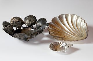 Three Sterling Silver Shell Dishes