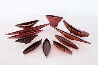 Collection of Eleven Carved Noblewood Boats