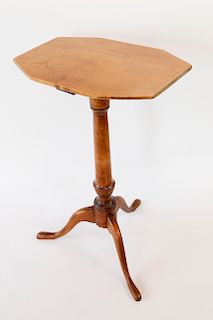19th Century Maple Tripod Octagonal Top Candlestand